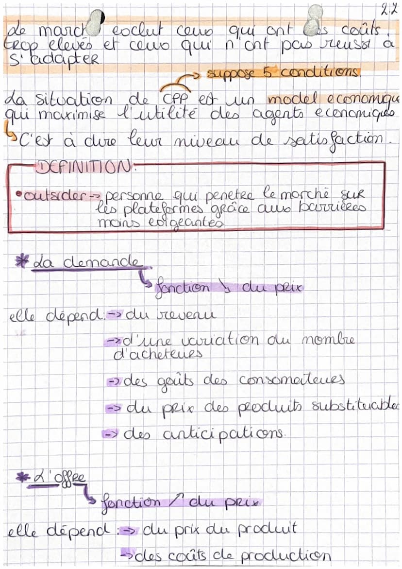 chap 2
D
Définitions
Ⓡ
de marché
concurrentiel
21
A.€ = agents economique
• marché- lieu fictif ou réel ou & rencontre
I'offre et la demande