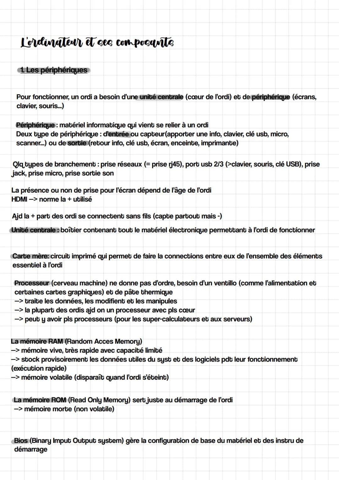 Les carte d'extension (ex: carte graphique)
-> mini carte mère (allége le travail du processeur, décharge le processeur, accélère le calcul 