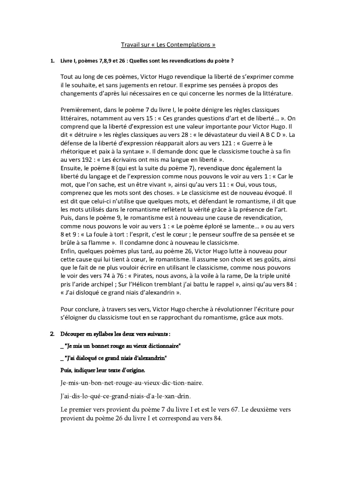Résumé et Analyse des Poèmes des Contemplations de Victor Hugo
