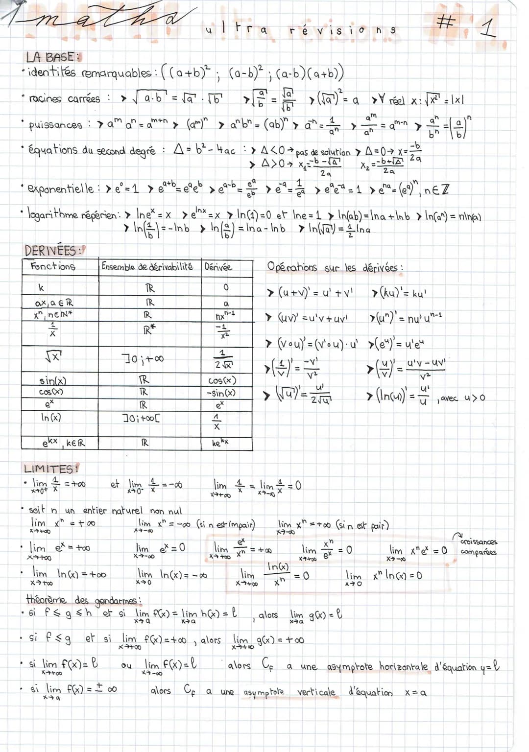 Imatha
.
.
DERIVÉES :
Fonctions
.
LA BASE
identités remarquables: ((a+b)²; (a - b)²; (a-b) (a+b))
k
ax, a ER
x, neN*
슷
√x
sin(x)
cos(x)
• ra
