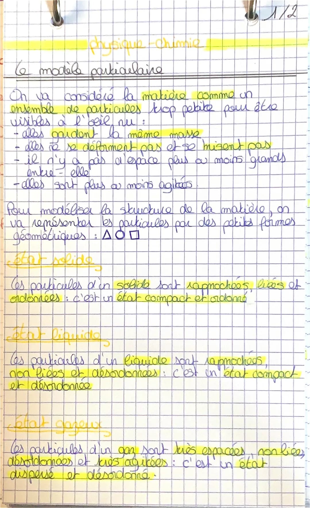 le modele particulaire
1 On va considere la matière comme un
ensemble de particules trop petike pour ato
visibles à l'oeil, nu
MX2
- alles g