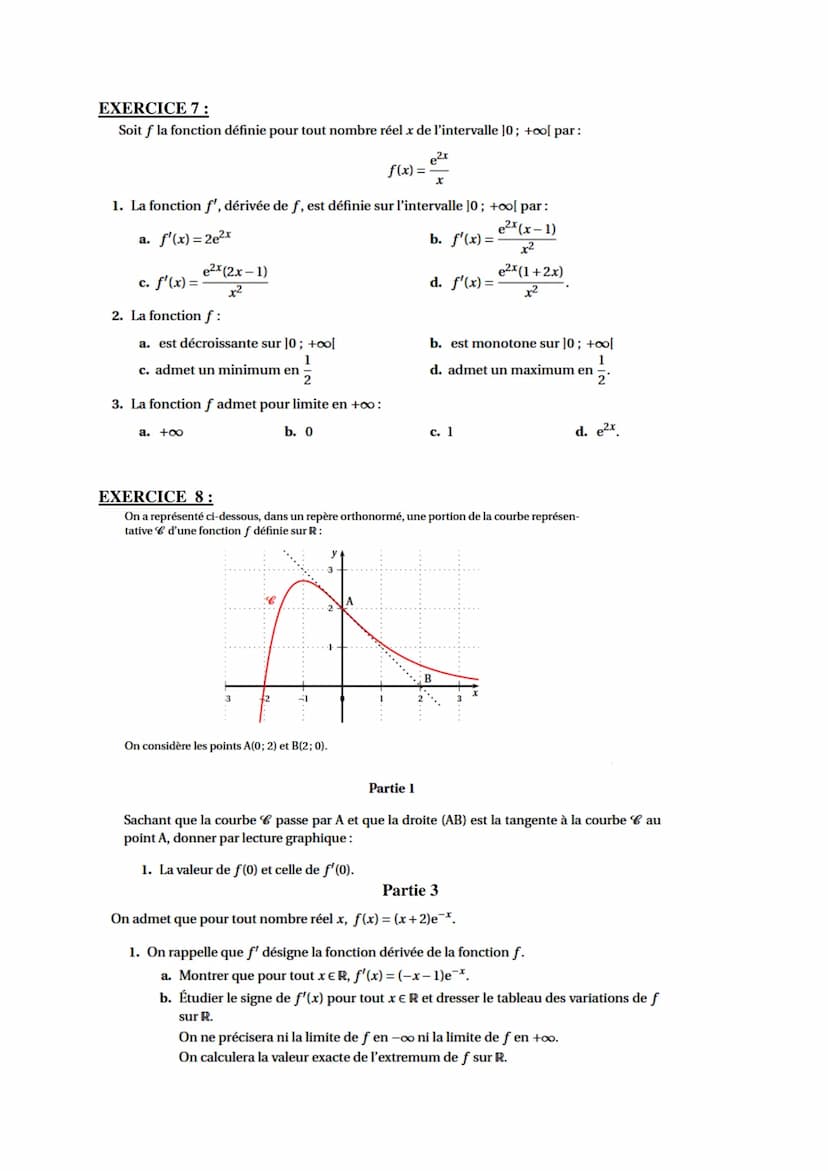 I Définition
Propriété et définition :
Il existe une unique fonction f définie et dérivable sur R telle que f'=fet f(0) = 1.
Cette fonction 