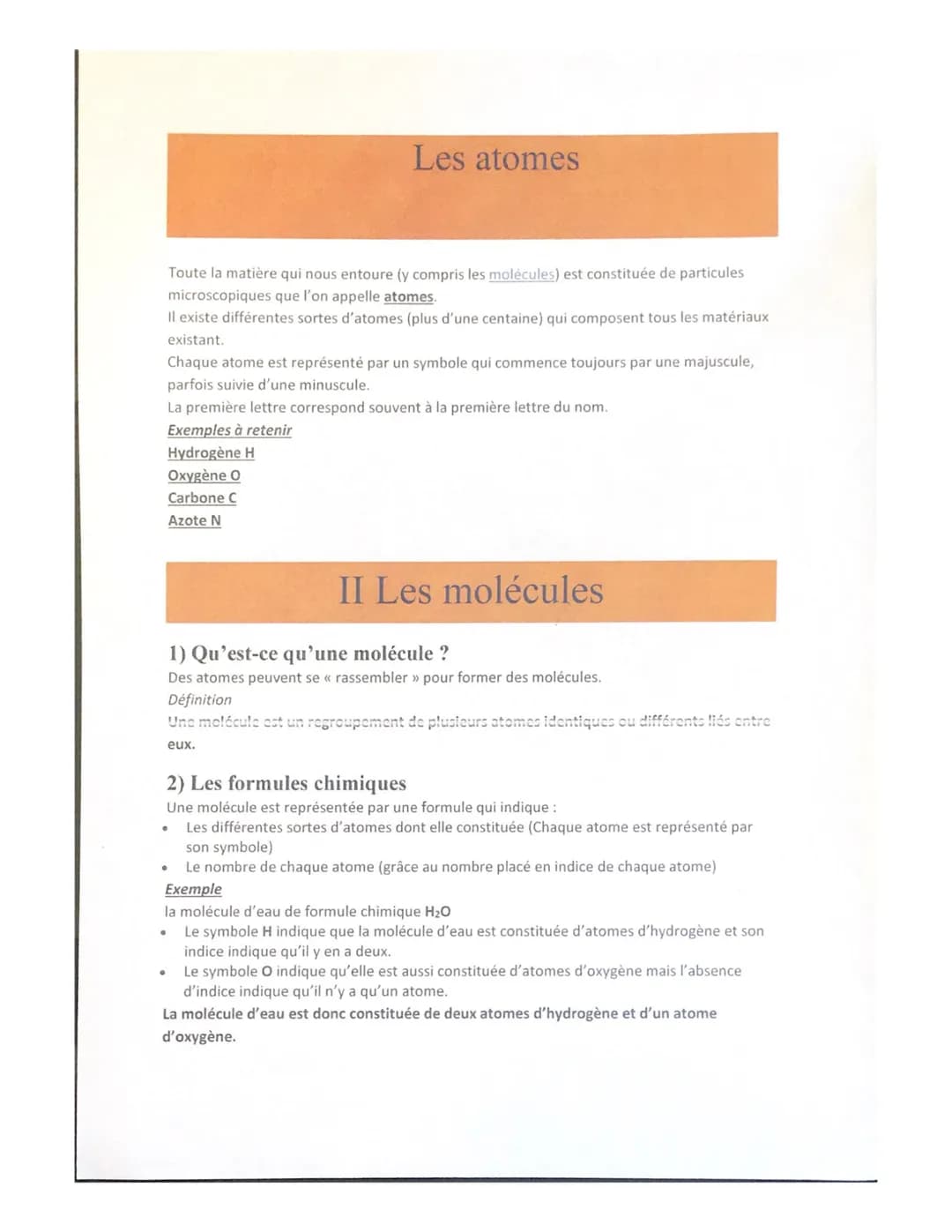 Toute la matière qui nous entoure (y compris les molècules) est constituée de particules
microscopiques que l'on appelle atomes.
Il existe d
