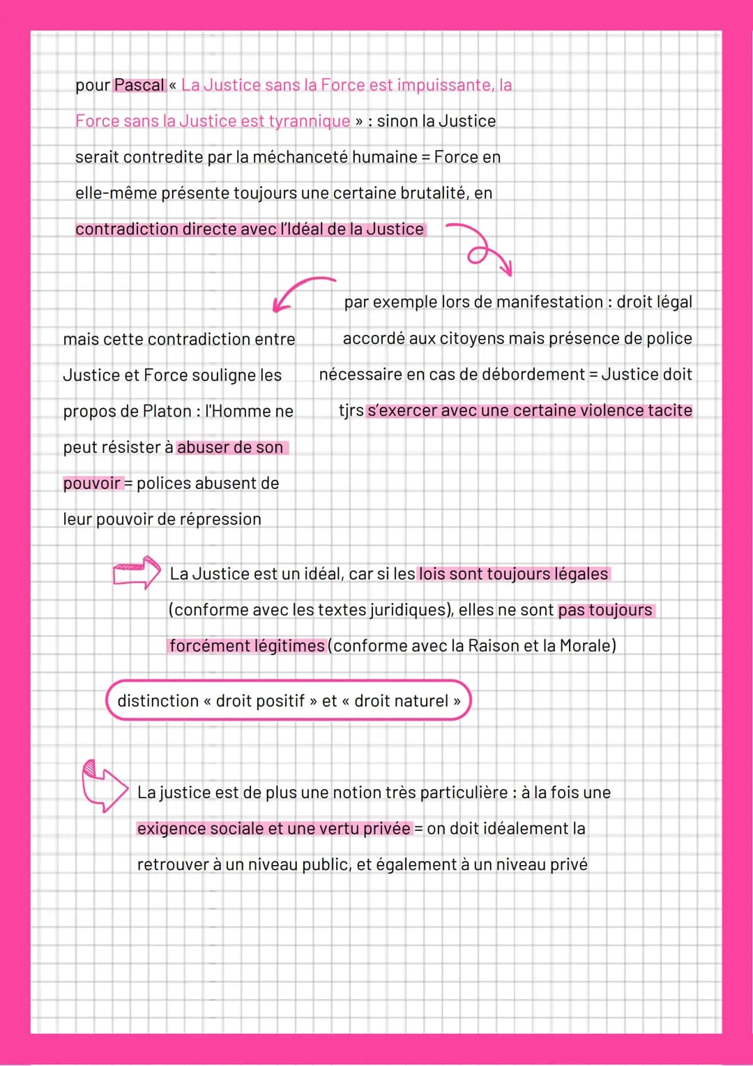 La justice
DÉFINITION
du latin "justicia" et "justus" qui veut dire
juste + de "jus" signifiant droit = la règle ne
doit pas être tordue car