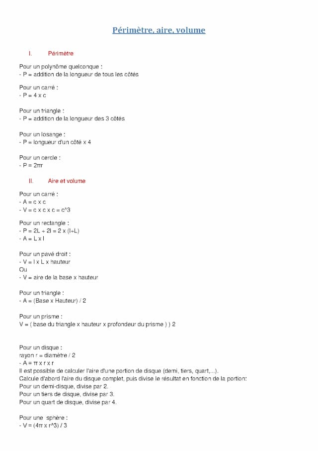 Know Périmètre, aire, volume  thumbnail