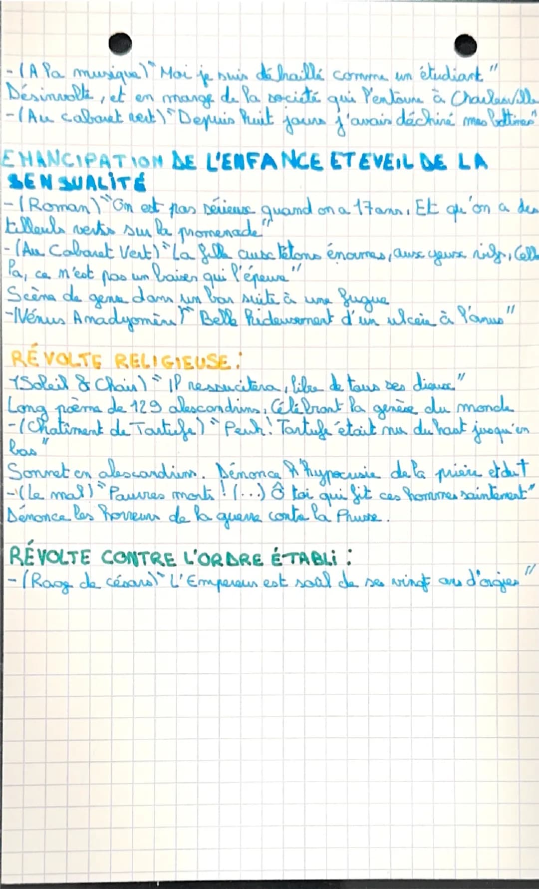 CITATIONS
F.4. LES CAHIERS DE DOURI
NATURE:
-(Ma bohème) "Mon auberge était à la Grande Ours"
La nature est protective et maternelle
Sensati