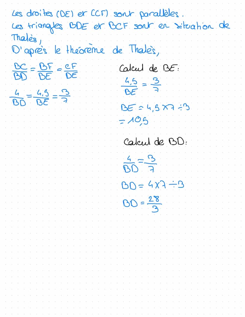 Maths
theoreme de Thale's
Theoreme de Thales:
1. Si une droite coupe deux cotes d'un triongle
en étant parallele au troisième cotes, Alors o