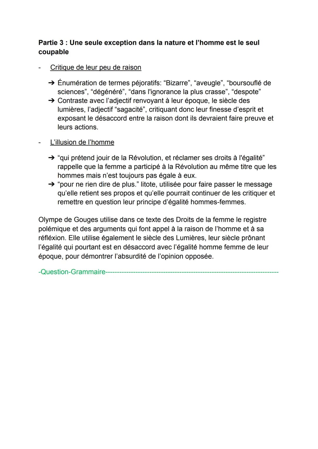 Explication linéaire de la DDFC; Les Droits de la femme
-Intro-
Au XVIIIème siècle, de nombreux auteurs s'engagent pour l'égalité de
tous et