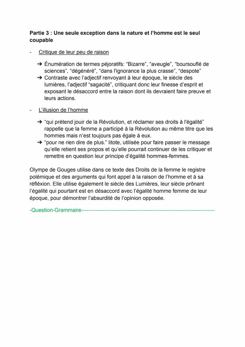 Explication linéaire de la DDFC; Les Droits de la femme
-Intro-
Au XVIIIème siècle, de nombreux auteurs s'engagent pour l'égalité de
tous et