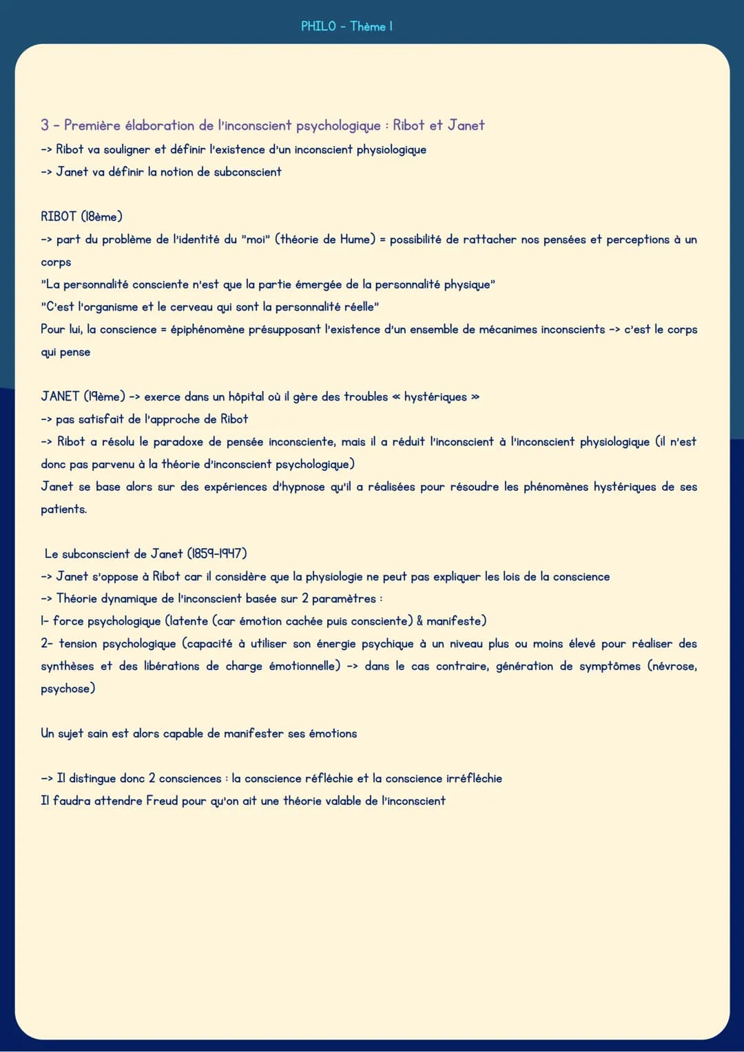 DEF
L'INCONSCIENT
Ensemble de phénomènes
psychiques inaccessibles à
la conscience mais qui
influent largement sur
elle.
?
PHILO- Thème 2
inc