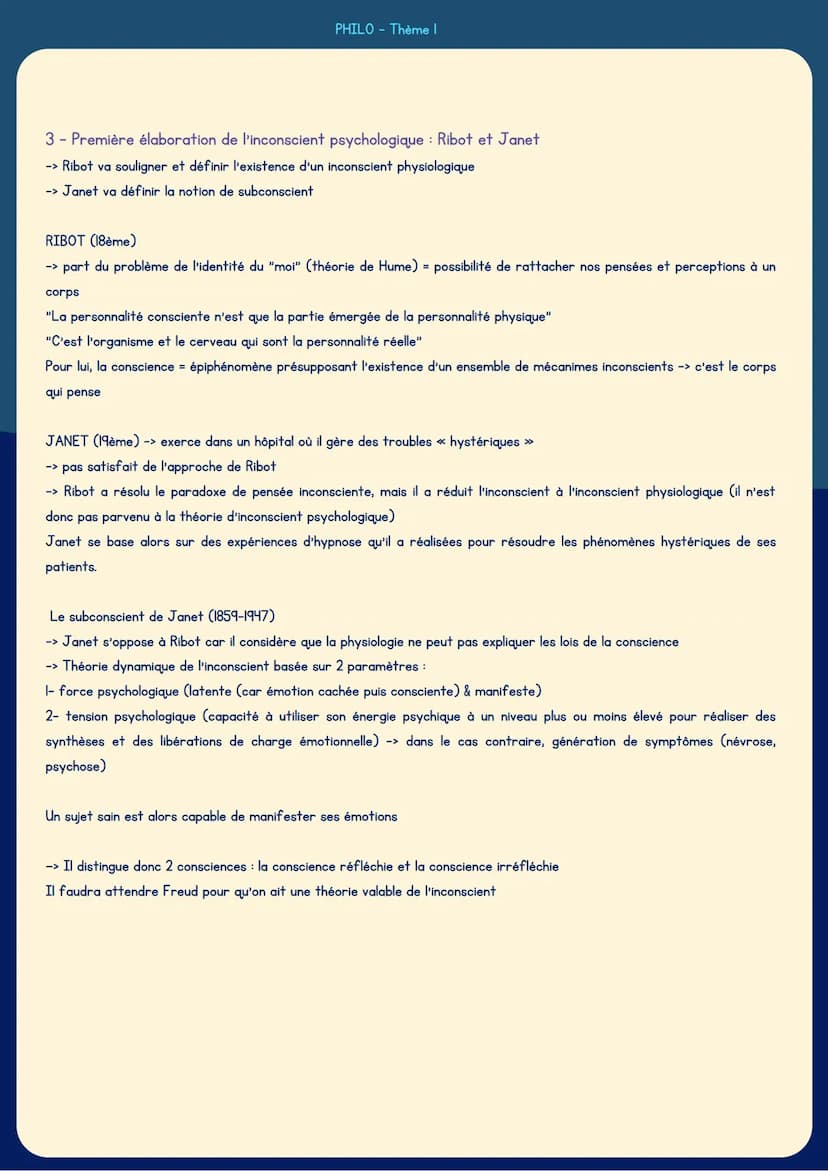 DEF
L'INCONSCIENT
Ensemble de phénomènes
psychiques inaccessibles à
la conscience mais qui
influent largement sur
elle.
?
PHILO- Thème 2
inc