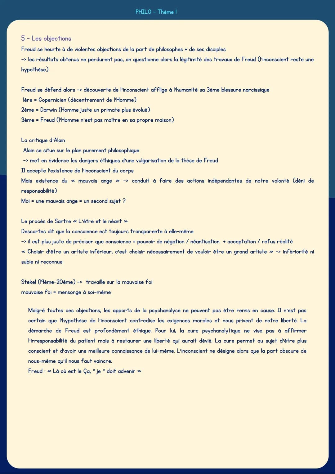DEF
L'INCONSCIENT
Ensemble de phénomènes
psychiques inaccessibles à
la conscience mais qui
influent largement sur
elle.
?
PHILO- Thème 2
inc