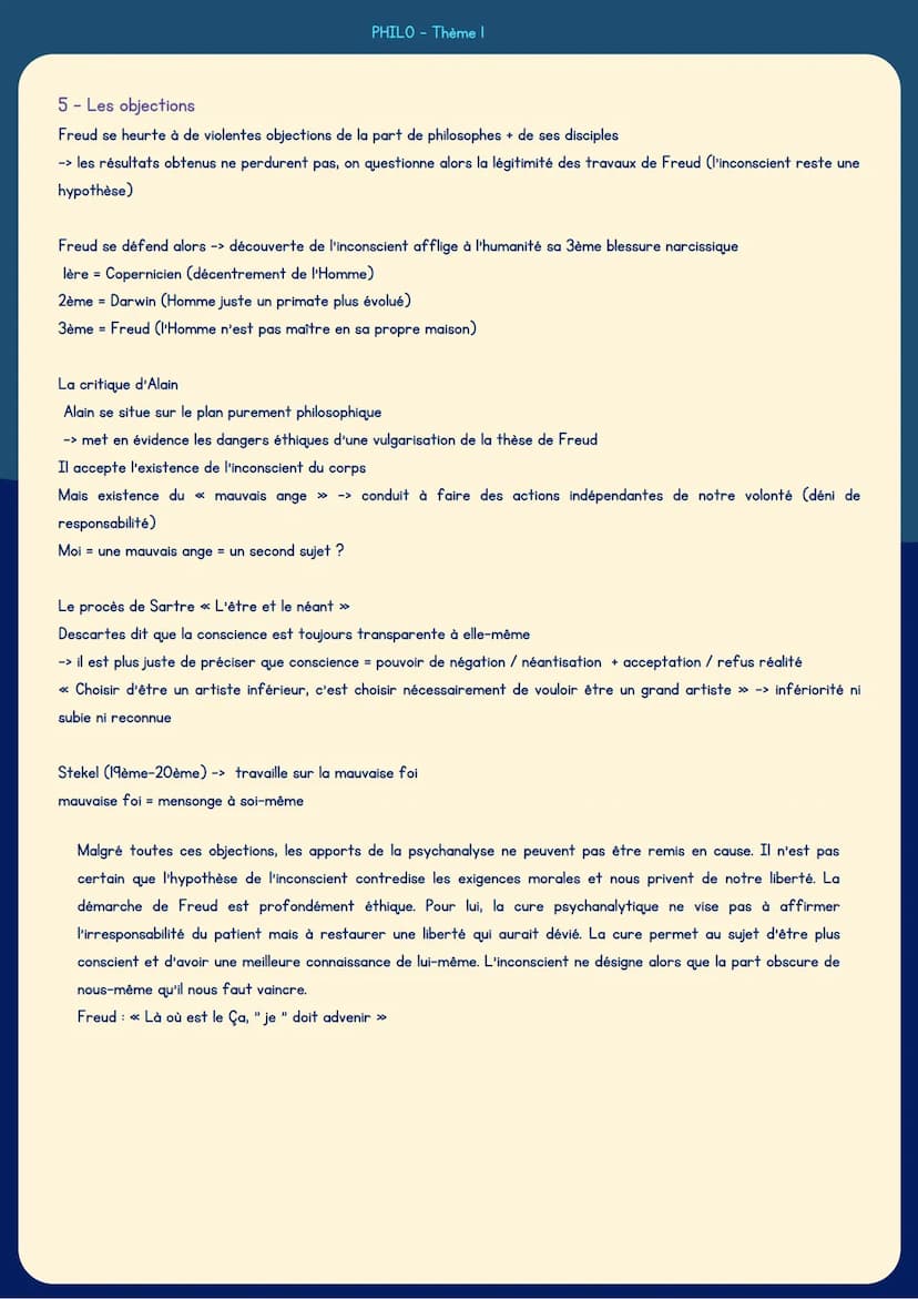 DEF
L'INCONSCIENT
Ensemble de phénomènes
psychiques inaccessibles à
la conscience mais qui
influent largement sur
elle.
?
PHILO- Thème 2
inc