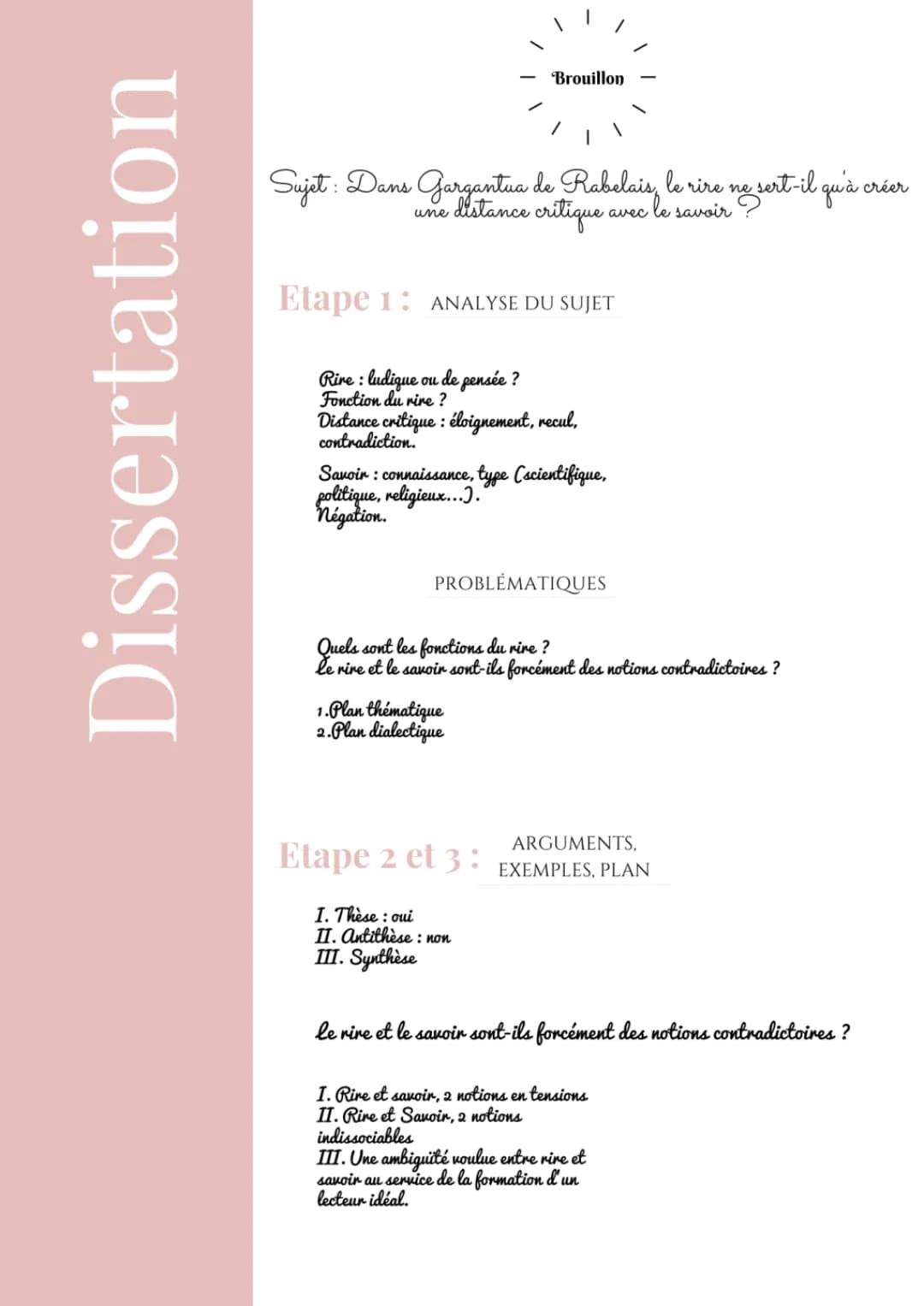 Sujet Dissertation Gargantua corrigé PDF - Rire et Savoir