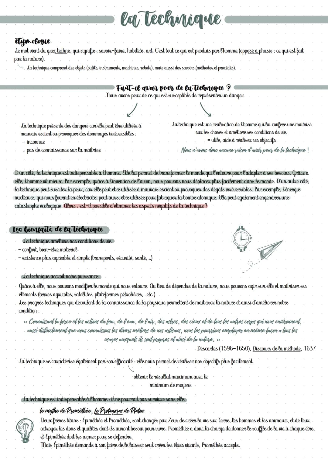 la technique
etymologie.
Le mot vient du grec techné, qui signifie : savoir-faire, habileté, art. C'est tout ce qui est produis par l'homme 