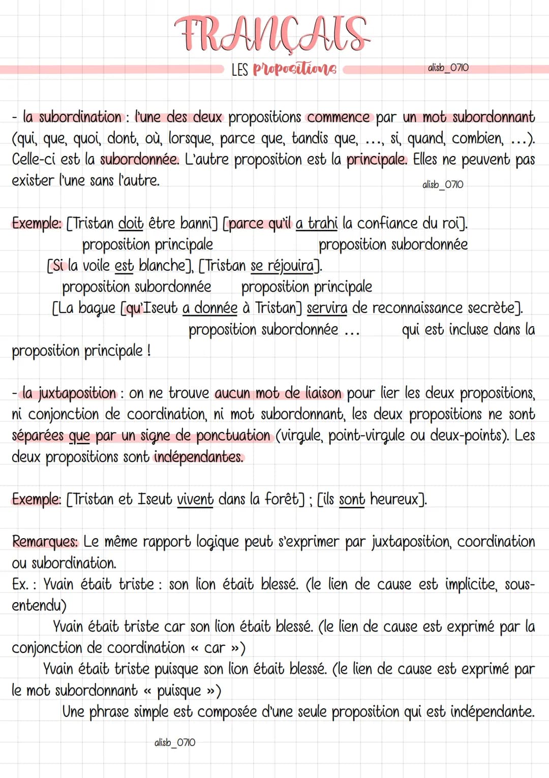 FRANÇAIS
LES Propositions
alisb_0710
Une phrase verbale contient un ou plusieurs verbes conjugués :
si la phrase comporte un seul verbe conj