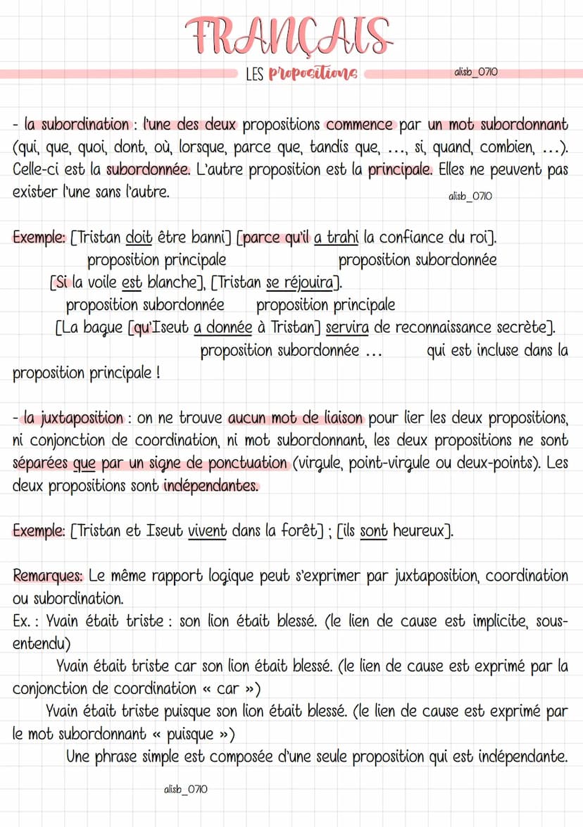 FRANÇAIS
LES Propositions
alisb_0710
Une phrase verbale contient un ou plusieurs verbes conjugués :
si la phrase comporte un seul verbe conj