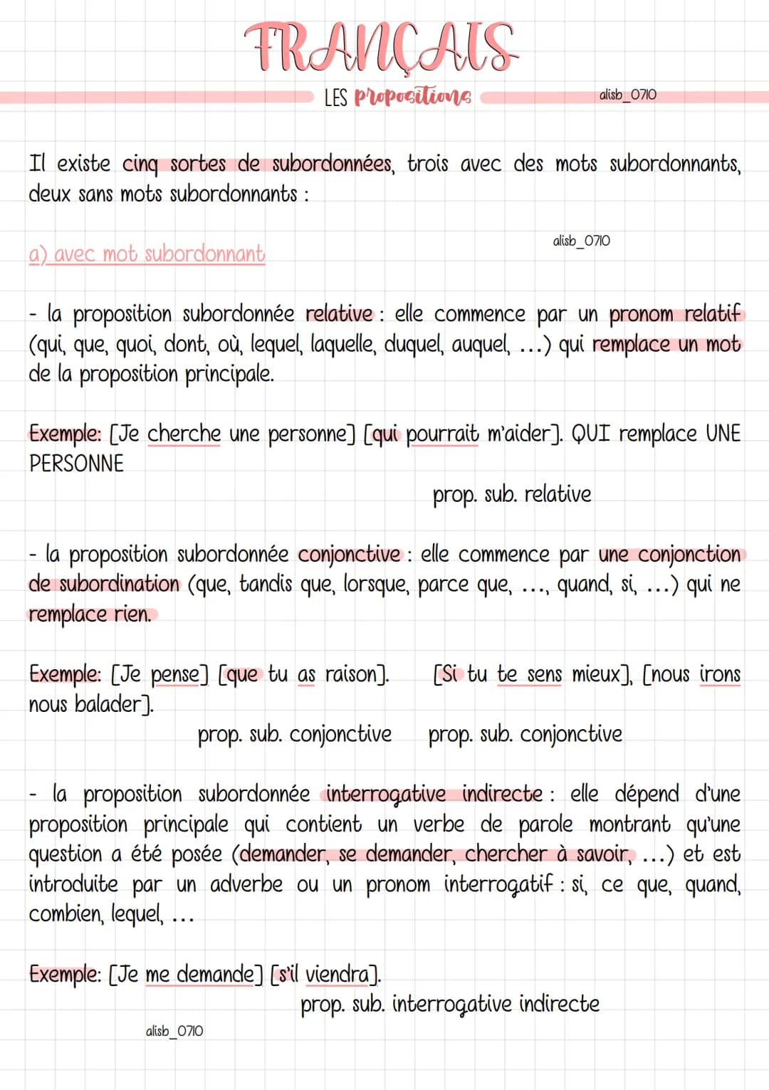 FRANÇAIS
LES Propositions
alisb_0710
Une phrase verbale contient un ou plusieurs verbes conjugués :
si la phrase comporte un seul verbe conj