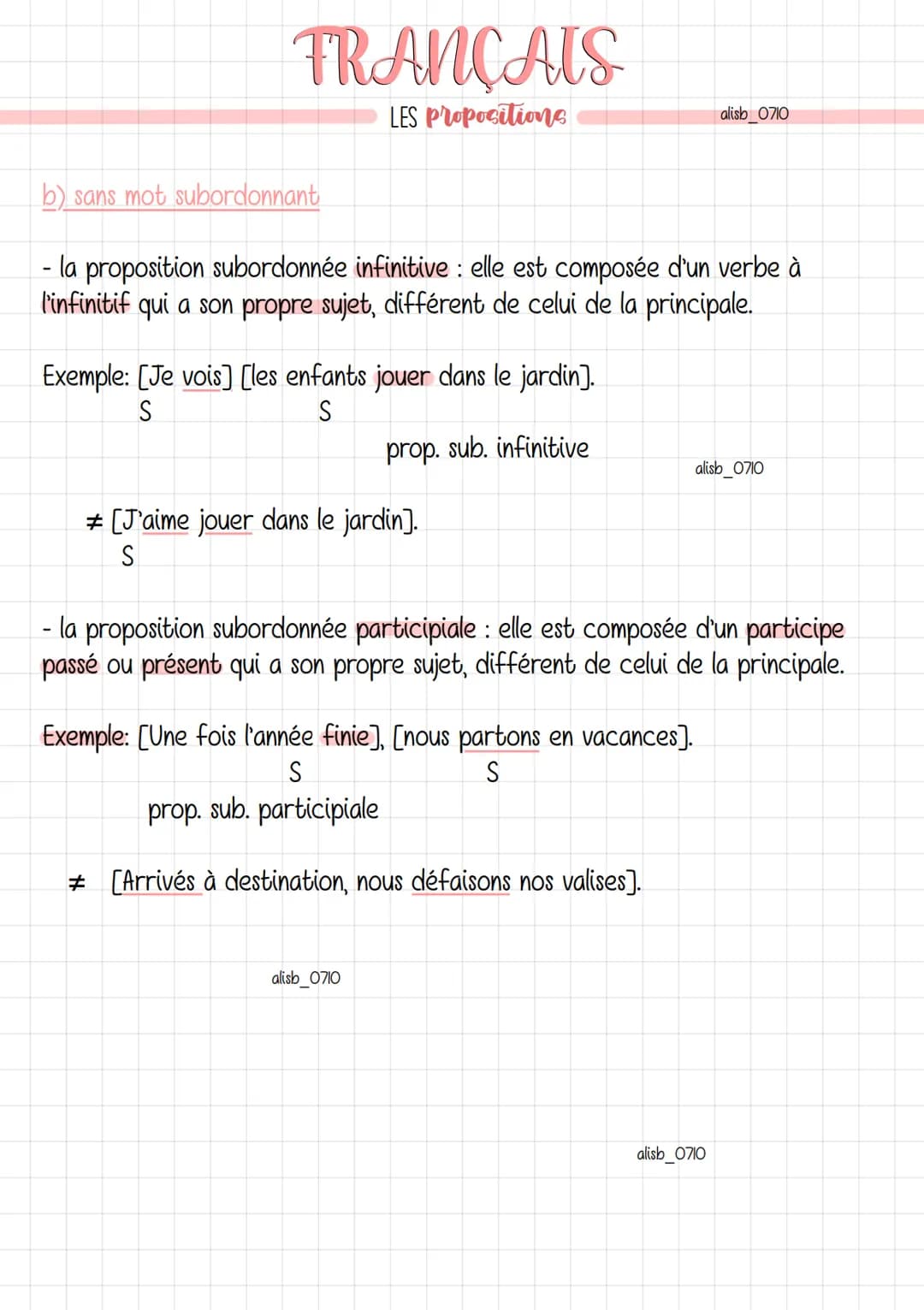 FRANÇAIS
LES Propositions
alisb_0710
Une phrase verbale contient un ou plusieurs verbes conjugués :
si la phrase comporte un seul verbe conj