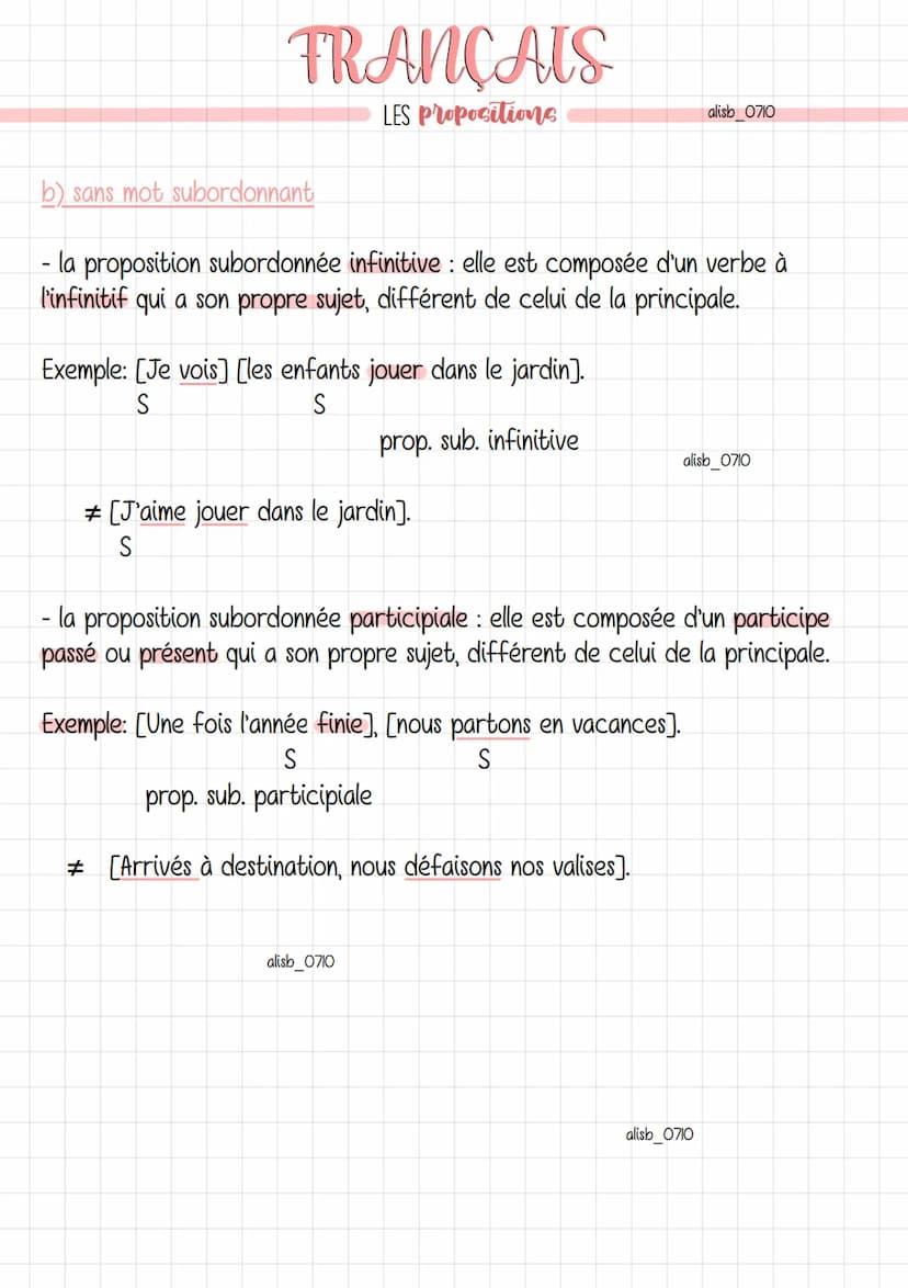 FRANÇAIS
LES Propositions
alisb_0710
Une phrase verbale contient un ou plusieurs verbes conjugués :
si la phrase comporte un seul verbe conj