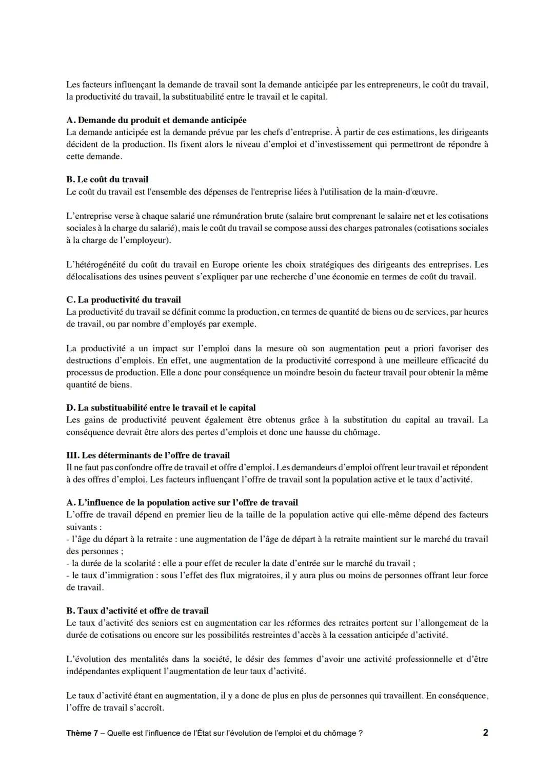 Thème 7 : Quelle est l'influence de l'État sur l'évolution de l'emploi et du chômage ?
Chapitre : Chômage et marché du travail
On distingue 