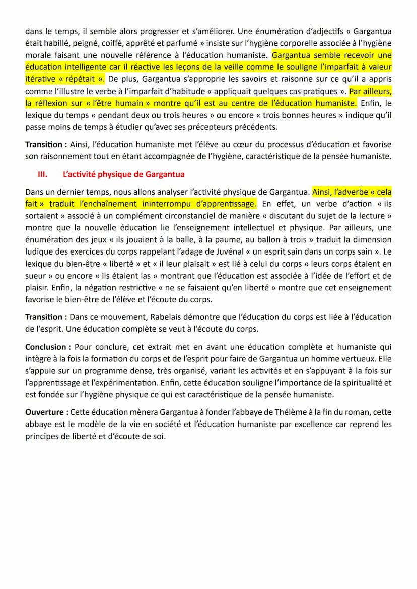 GARGANTUA: La seconde éducation
Introduction: Au début du 16° siècle, un nouveau mouvement littéraire et culturel apparait :
l'humanisme. L'