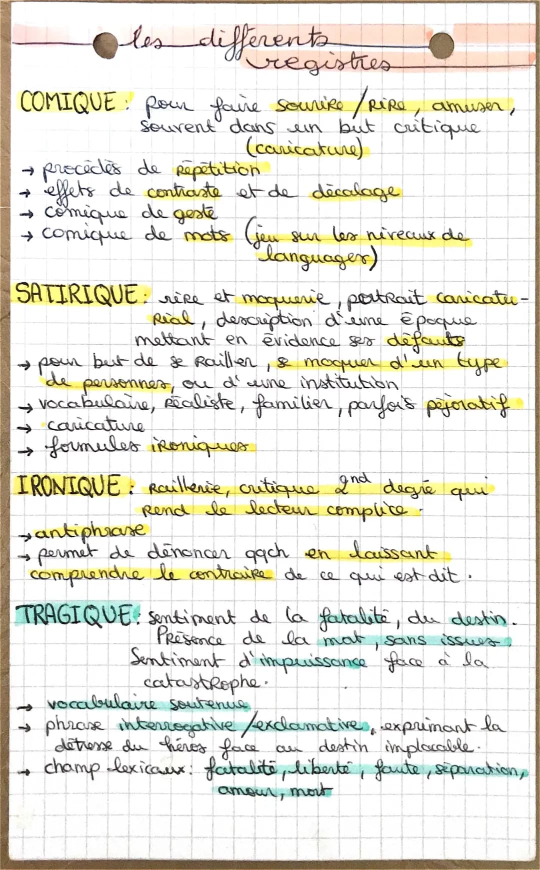 les tonalités/registres littéraires 