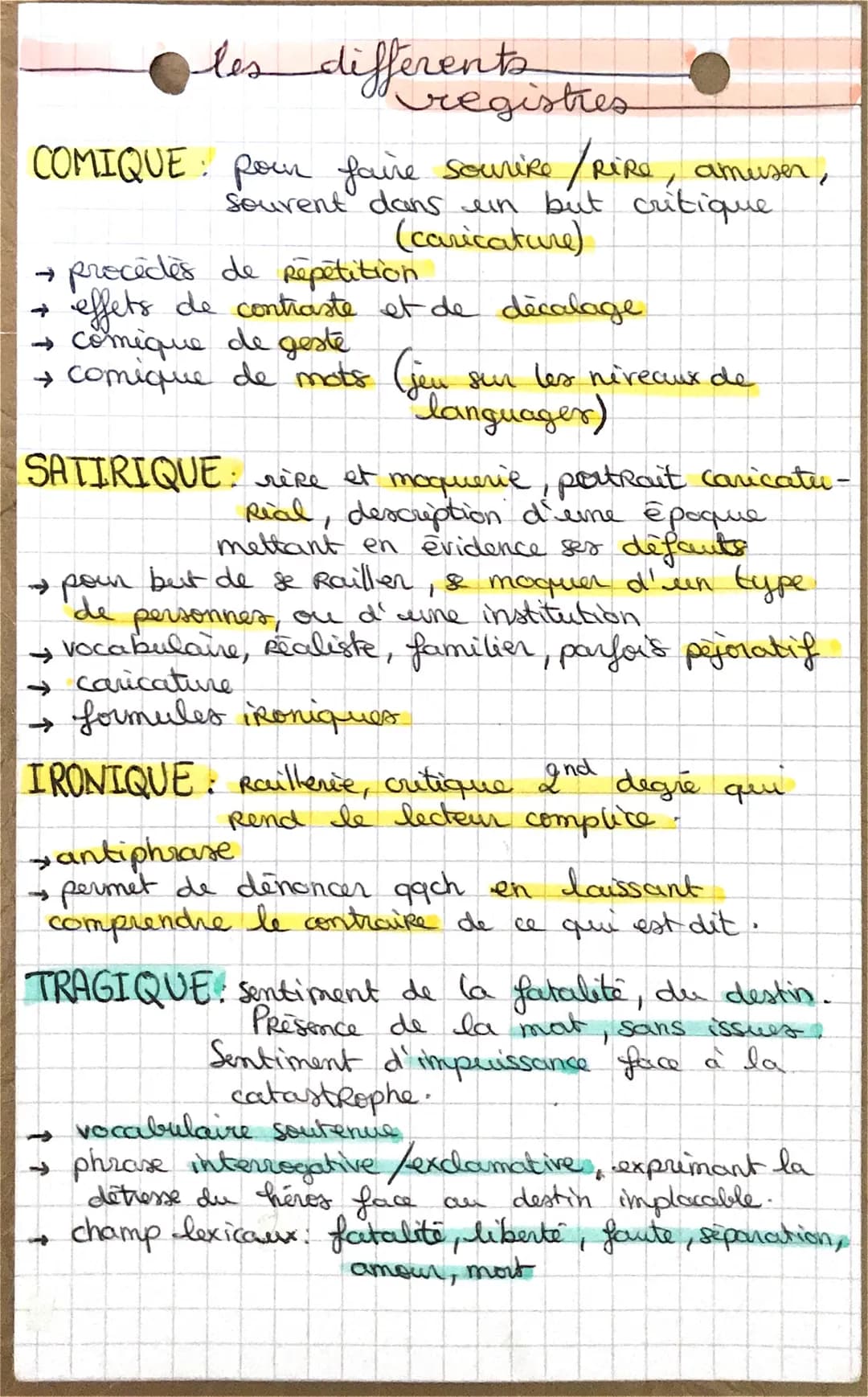 les differents.
registres
COMIQUE: pour faire sourire / RiRe, amuser,
souvent dans un but critique.
(caricature)
procedes de repetition
effe