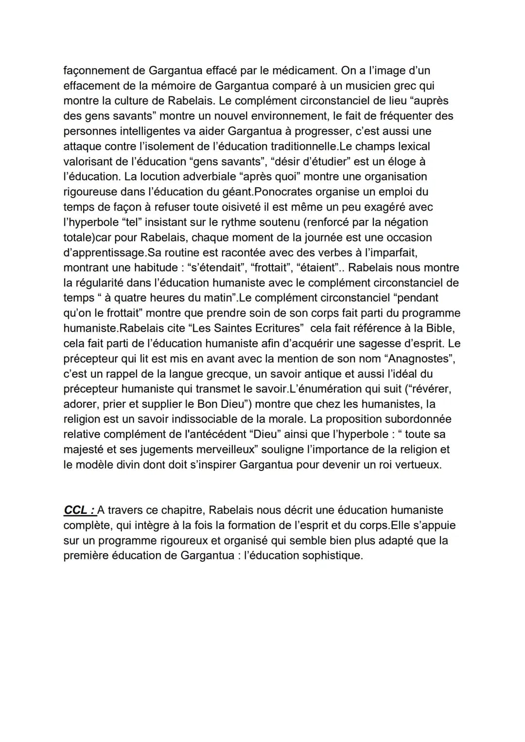 Gargantua chapitre 23: éducation
Intro : François Rabelais, auteur humaniste raconte de manière comique
l'enfance et la vie de Gargantua, ap