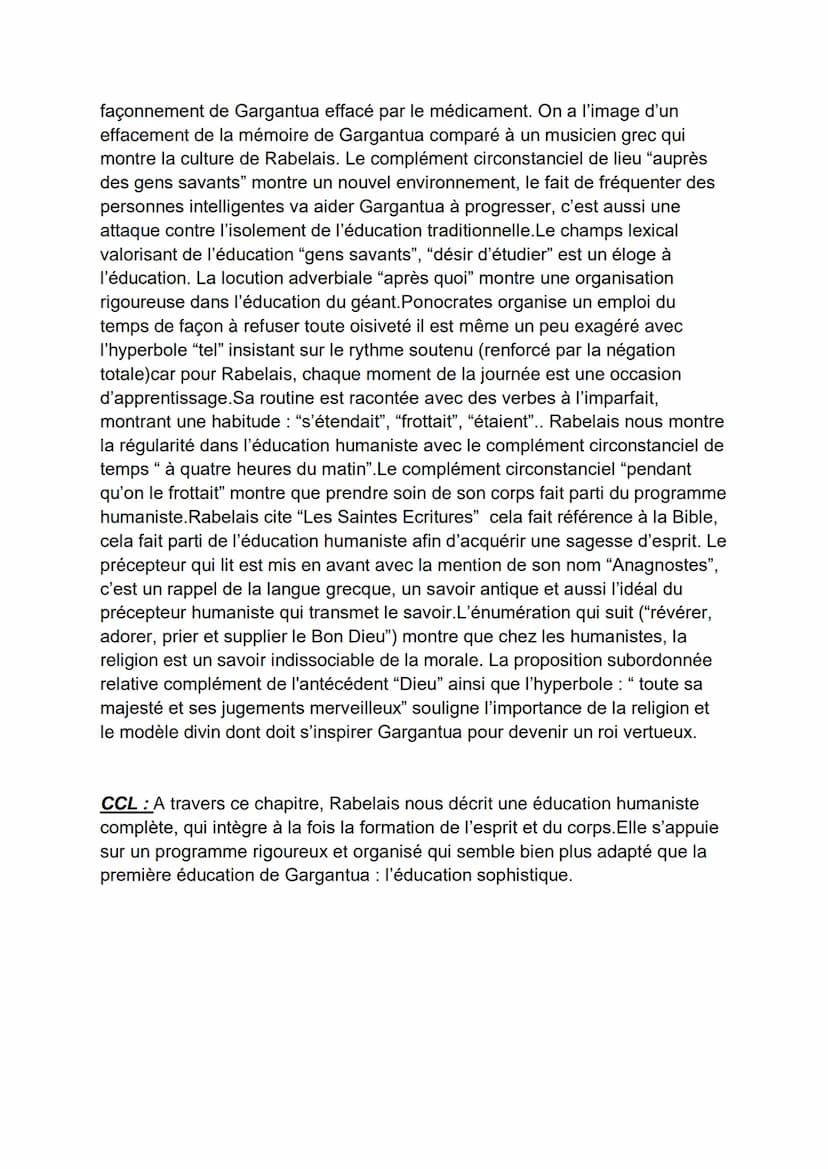Gargantua chapitre 23: éducation
Intro : François Rabelais, auteur humaniste raconte de manière comique
l'enfance et la vie de Gargantua, ap