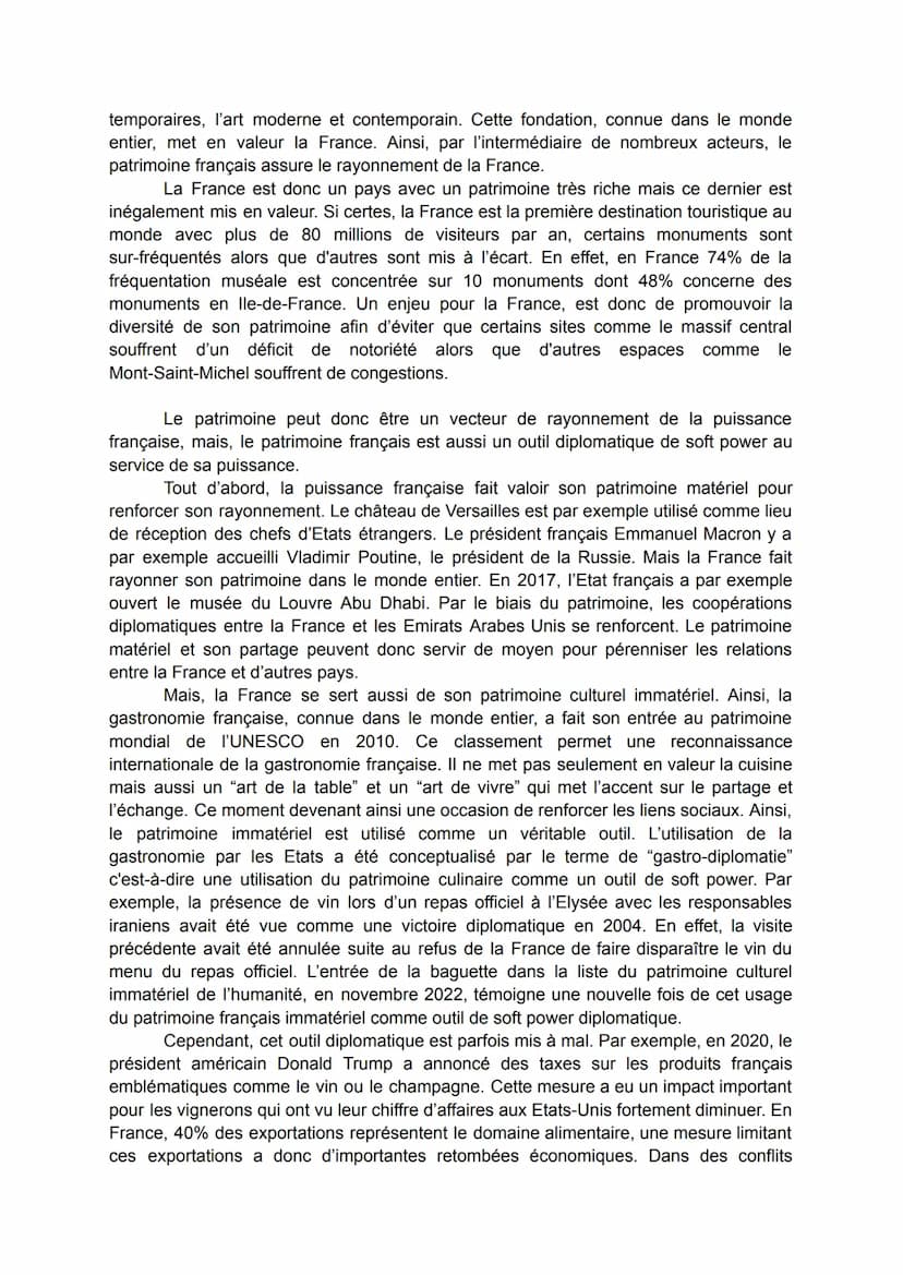Dissertation - Thème 4 - Axe 3: La France et le patrimoine
Sujet : Les enjeux du patrimoine pour la puissance française
"Ce n'est pas seulem