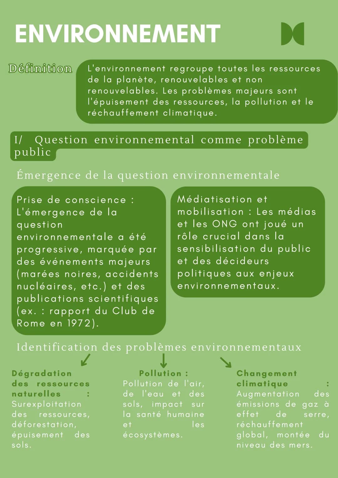 ENVIRONNEMENT
Définition
K
-
L'environnement regroupe toutes les ressources
de la planète, renouvelables et non
renouvelables. Les problèmes