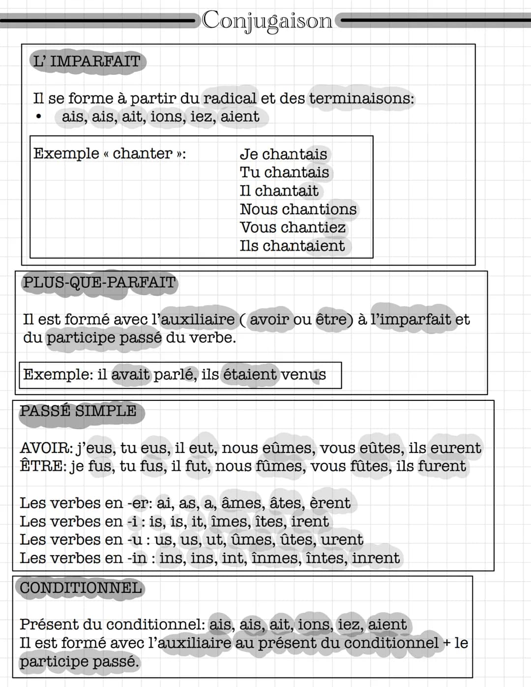 L'IMPARFAIT
Conjugaison
Il se forme à partir du radical et des terminaisons:
ais, ais, ait, ions, iez, aient
●
Exemple « chanter »>:
Je chan