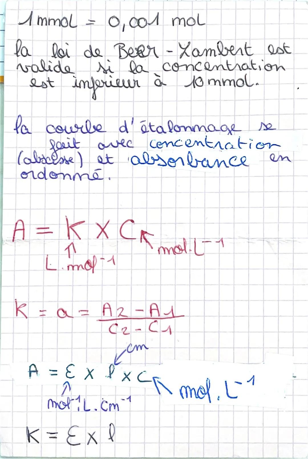 Spectrophotométrie
1nm = 1X O
m
la couleur d'une solution.
correspond all radiation non
absorbées par la solution.
transmise
• fateur Gizze: