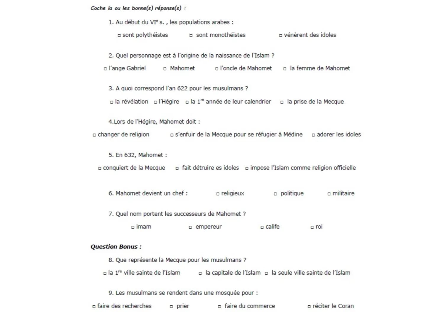 1
5H2
Le monde de l'islam :
pouvoirs, sociétés et cultures
(VIe - XIIIe s.) FICHE
D'OBJECTIFS
5H2
Le monde de l'Islam: pouvoirs, sociétés et