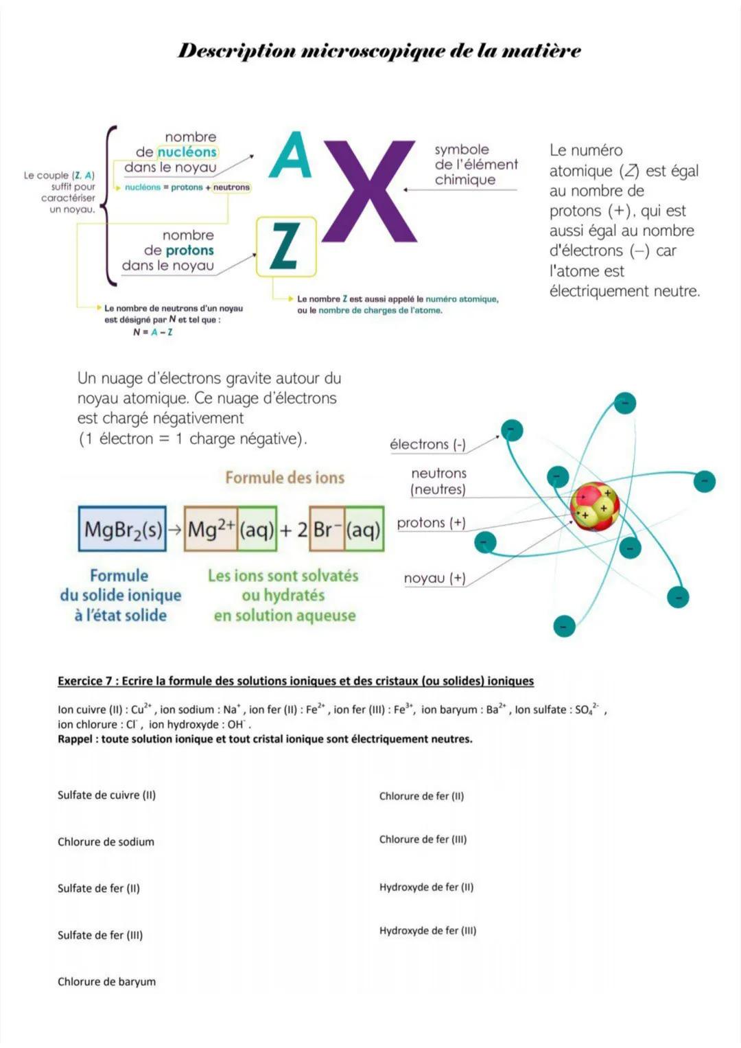 Le couple (Z. A)
suffit pour
caractériser
un noyau.
nombre
de nucléons
dans le noyau
nucléons = protons + neutrons
nombre
de protons
dans le