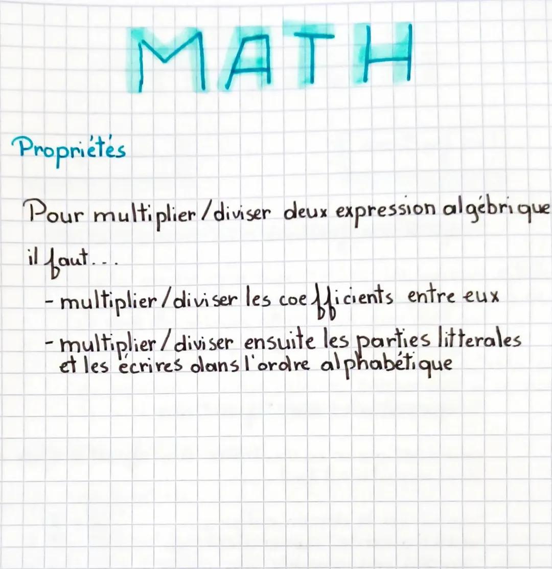 Vocabulaire

MATH

expression
algébrique

terme indépent

col. $2.a+3.a+4$
partie
litteral

termes semblables.
car il y a la même
partie lit