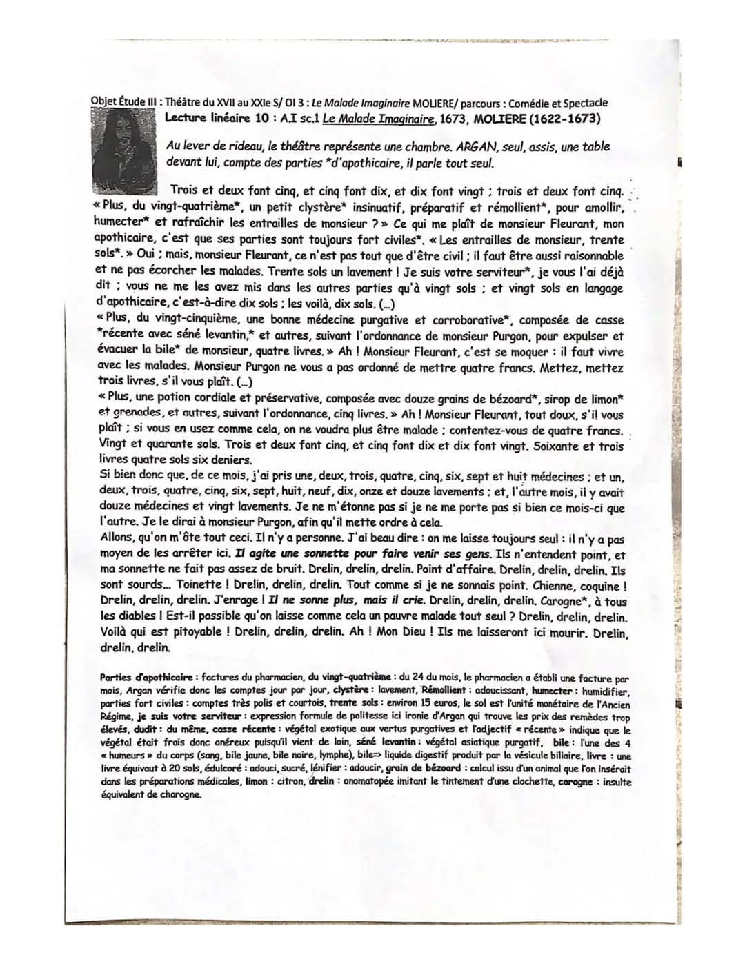 Lecture linéaire 10
Présentation :
O
o
o
FRgrantais IS
Molière est né en 1622 et est
décédé en 1673 après avoir
interprété pour la dernière 