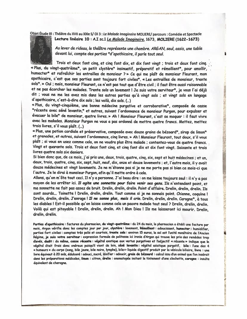 Lecture linéaire 10
Présentation :
O
o
o
FRgrantais IS
Molière est né en 1622 et est
décédé en 1673 après avoir
interprété pour la dernière 