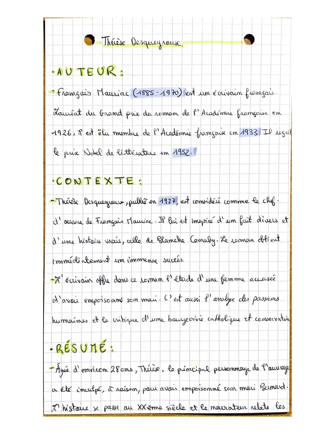 Therese Desqueyrouse
AUTEUR:
-François Mauriac (1885-1970) est um é crivaim fromçais.
Laureat du Grand prix du romam de P'Académie framçaise