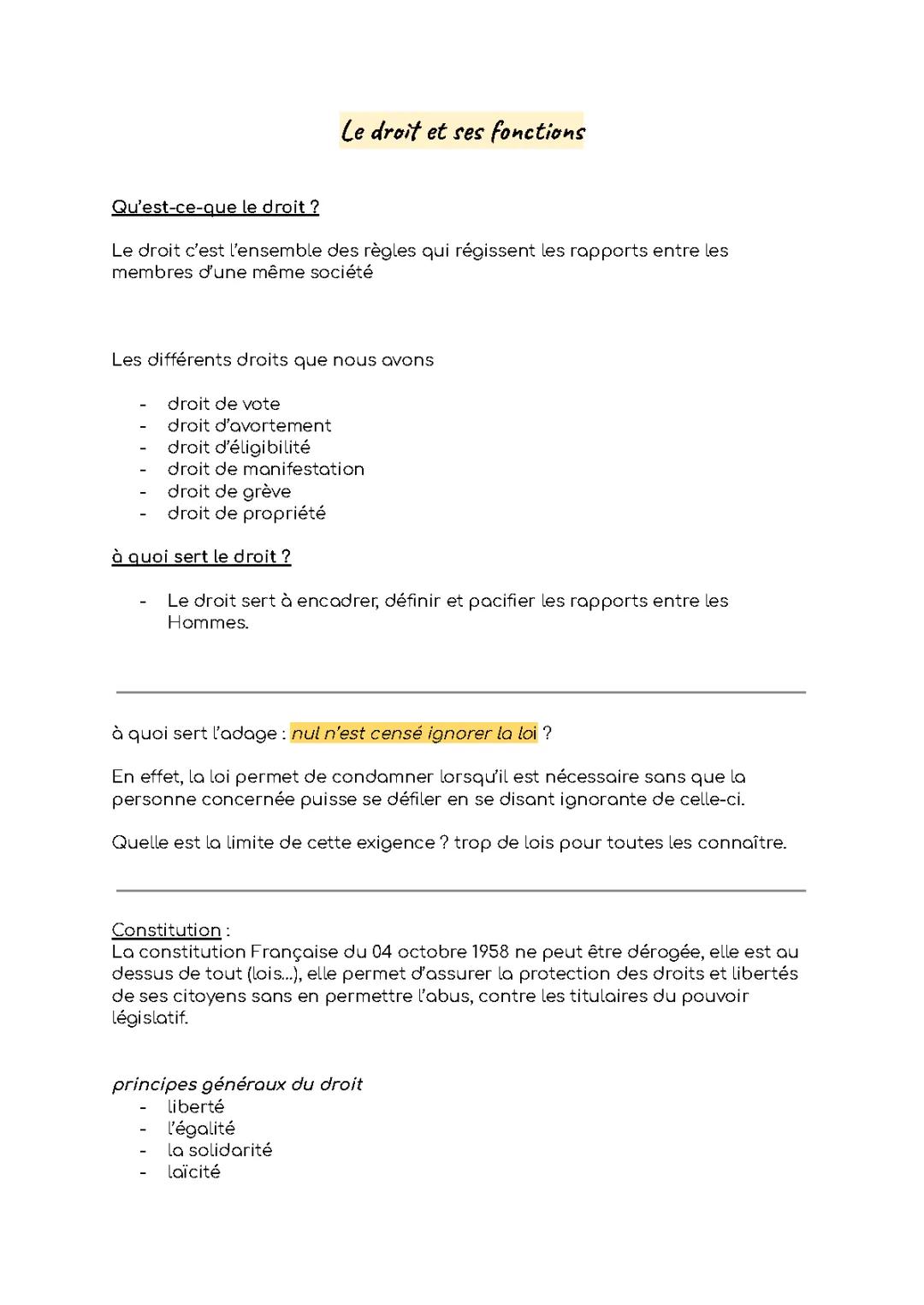 Le droit et ses fonctions