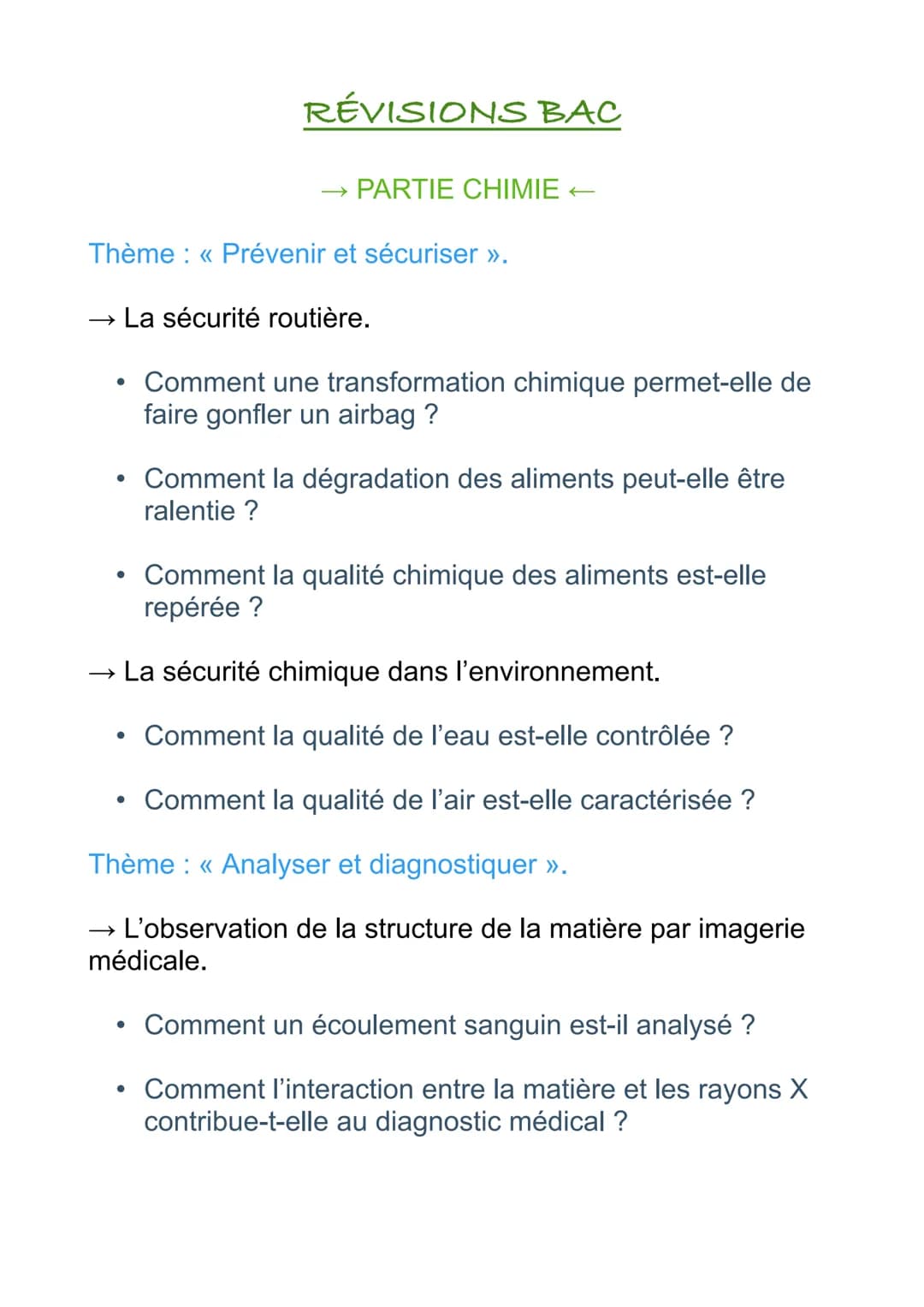 ●
Thème : << Prévenir et sécuriser »>.
→ La sécurité routière.
Comment une transformation chimique permet-elle de
faire gonfler un airbag ?
