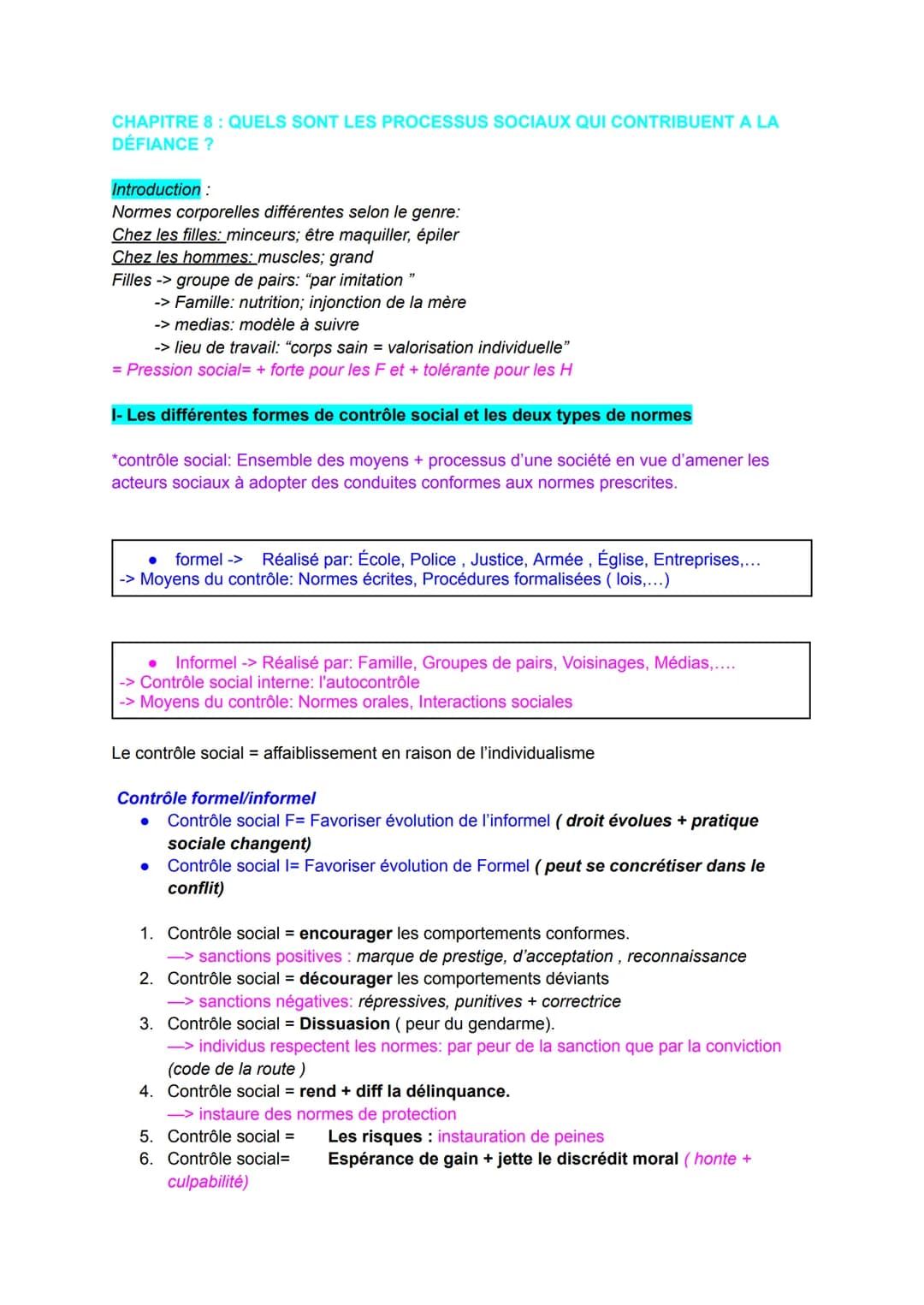 CHAPITRE 8: QUELS SONT LES PROCESSUS SOCIAUX QUI CONTRIBUENT A LA
DÉFIANCE ?
Introduction:
Normes corporelles différentes selon le genre:
Ch