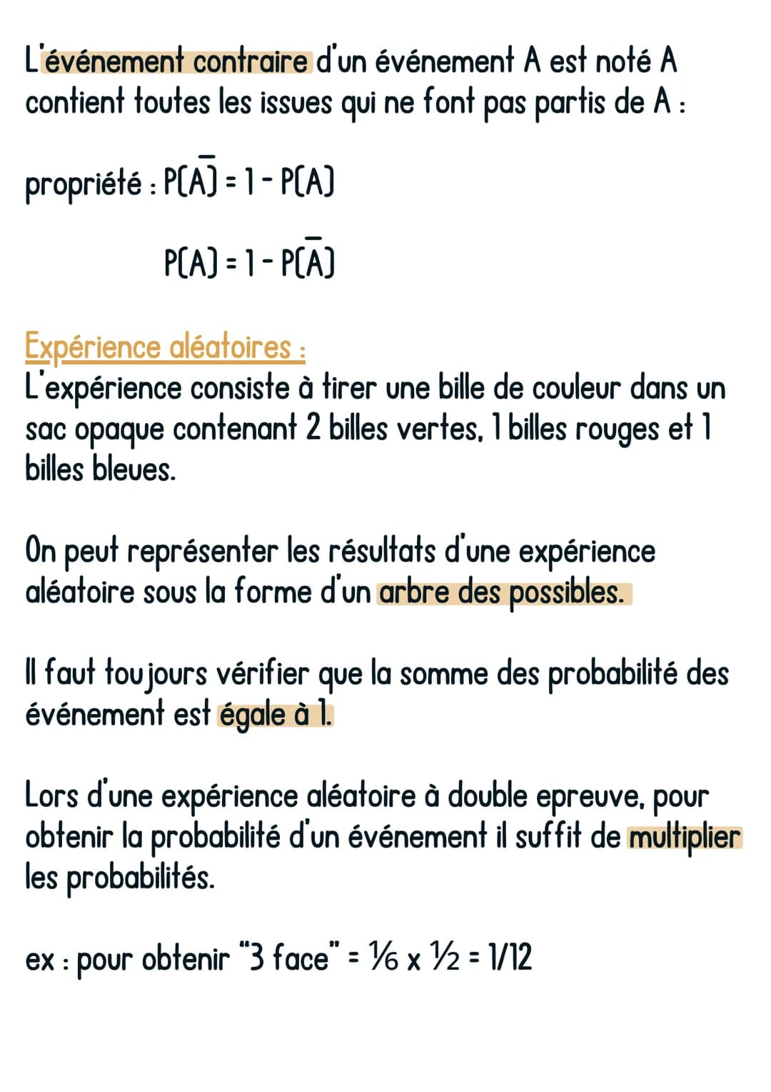 On se rapproche de plus en plus de la valeur théorique 16.
On dira que la probabilité d'obtenir une des faces est de
16. La probabilité d'un