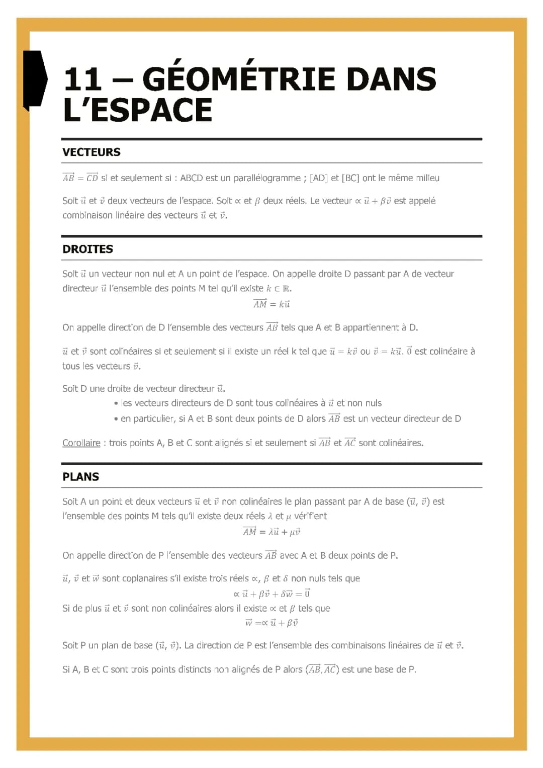 Maths spé - Geometrie dans l’espace