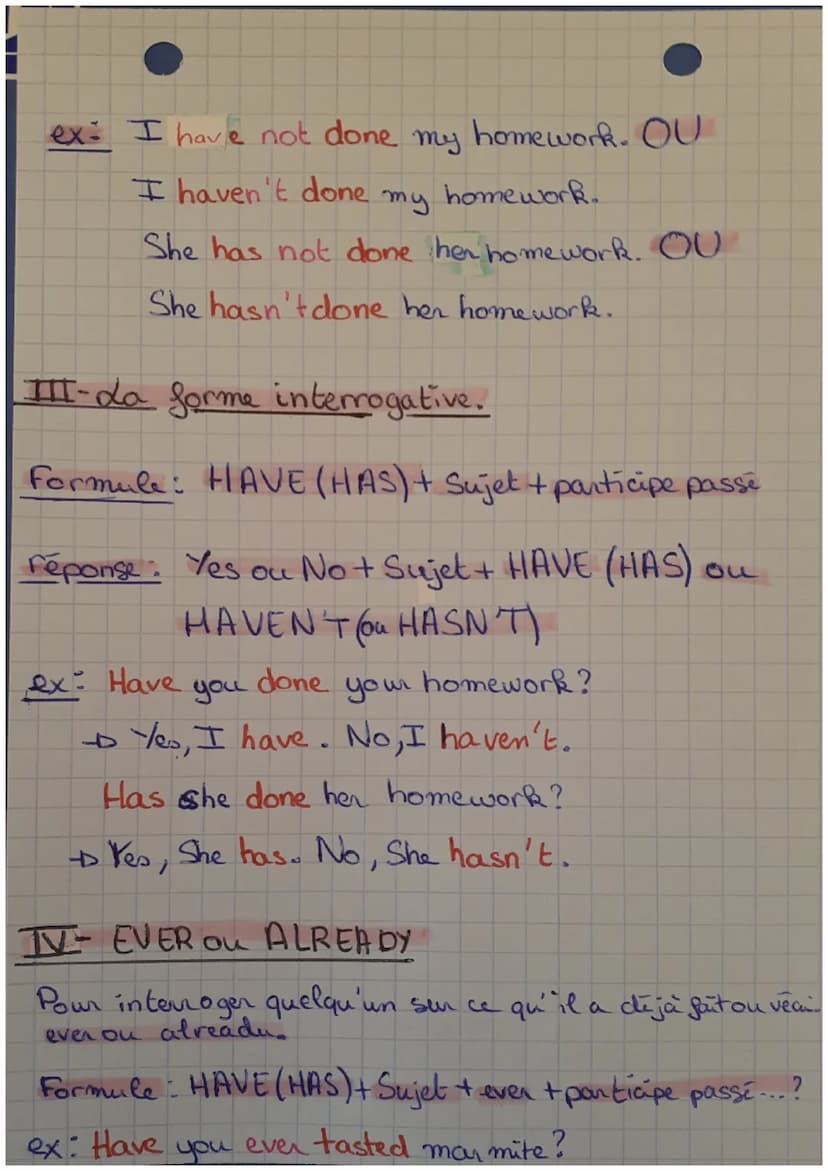 -ANGLAIS-
PRESENT PERFECT
On utilise le present perfect pour parler d'une
action antérieure qui a un impact sur le présent.
I- Construire le