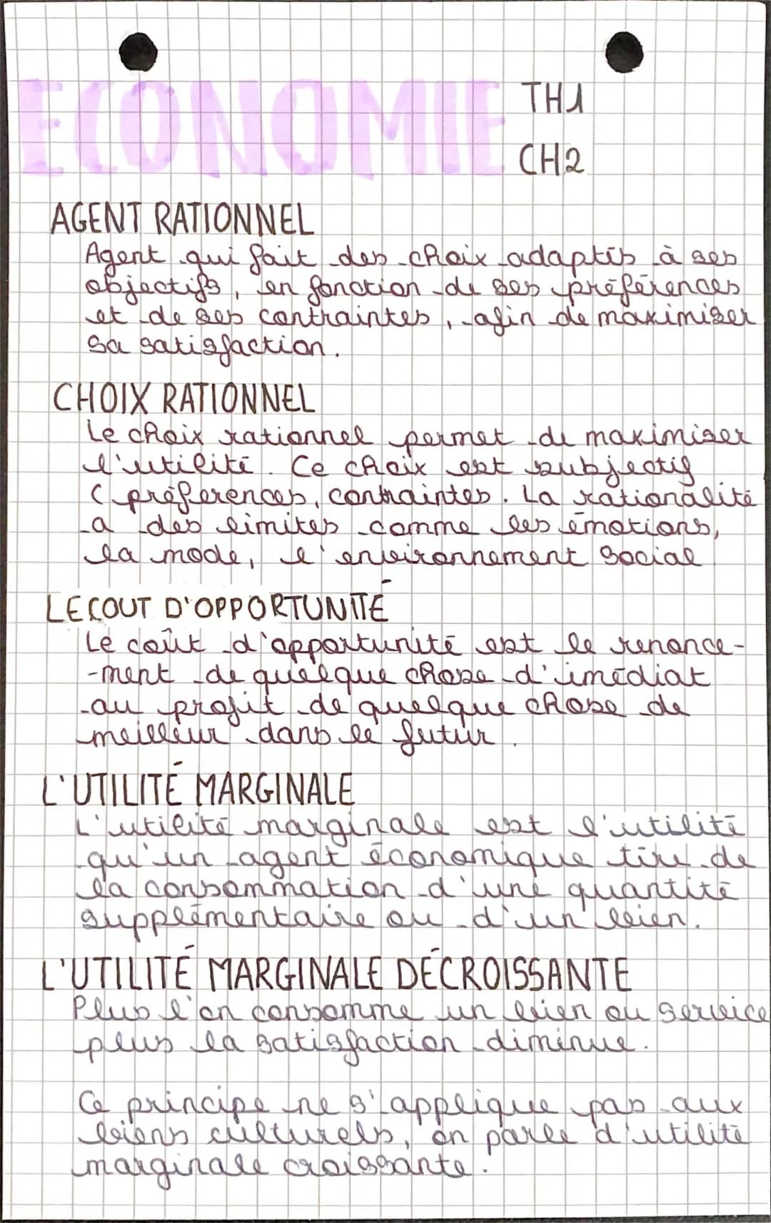 Agent rationnel en économie et le coût d'opportunité en microéconomie