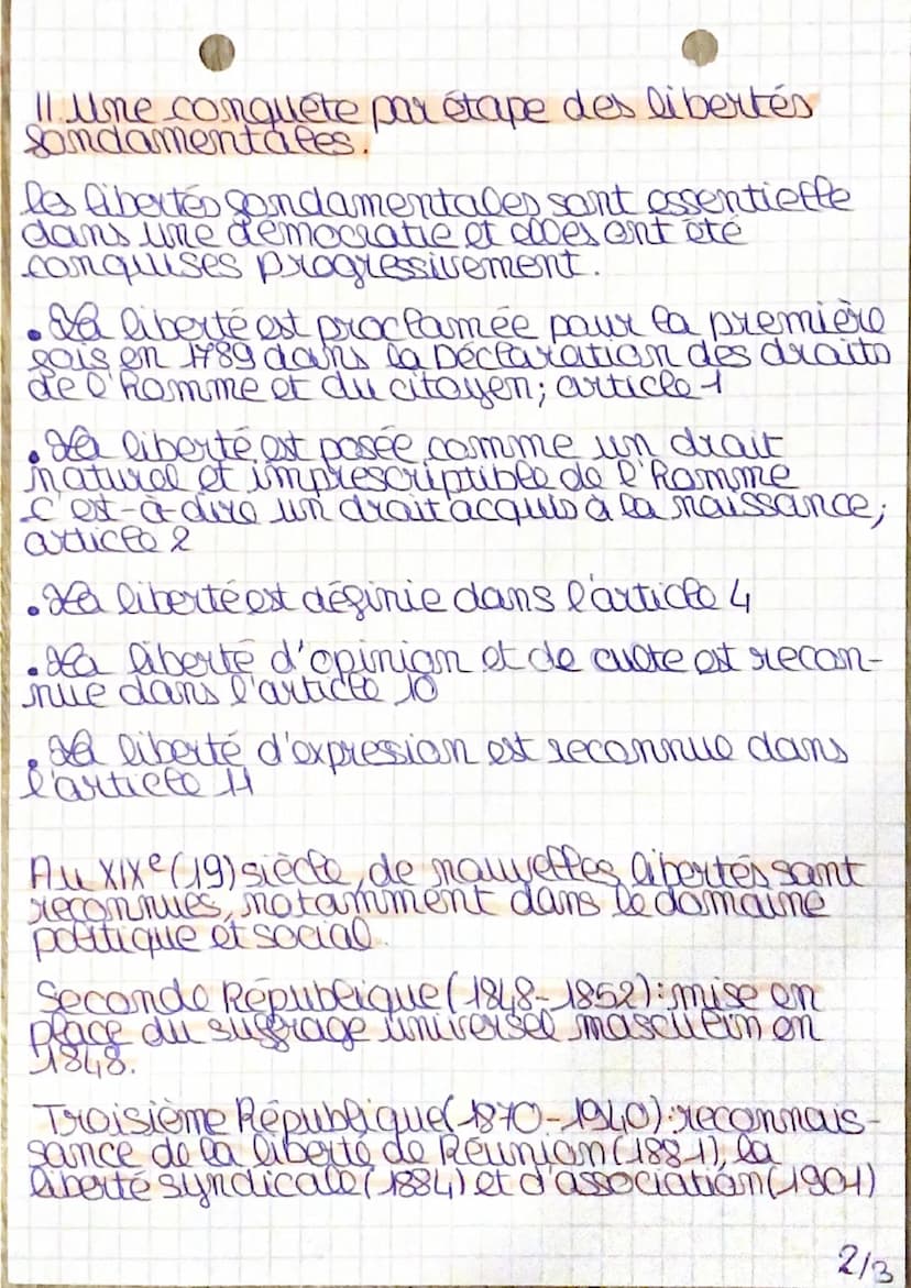 т.с.
la liberté les libertés
1. Des libertés fondamentales dans une
e
qu'est-ce qu'est la liberté?
La liberté peut être définie comme un
dra