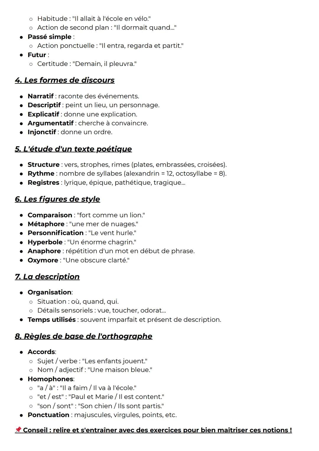# fiche Français
FRANCAIS
examen
Français

FICHE DE RÉVISION: FRANÇAIS

1. L'emploi des temps

*   Indicatif:
    *   Passé simple: action a