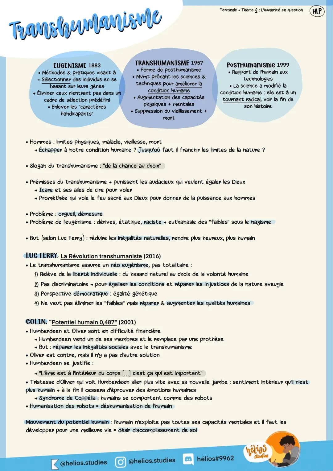 Transhumanisme
●
EUGÉNISME 1883
• Méthodes & pratiques visant à
→ Sélectionner des individus en se
basant sur leurs gènes
→ Éliminer ceux n'